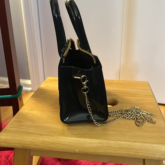 Black rubber/plastic mini bag with crossbody chain - Picture 5 of 10